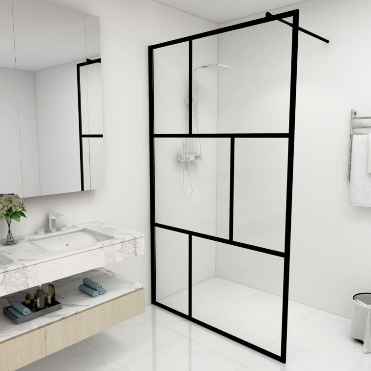 Vidaxl Walk-In Shower Enclosure Bathroom Wall Panel Screen Tempered ... for Vidaxl Bath Enclosure 47.2"X26.8"X51.2" Tempered Glass Stripe