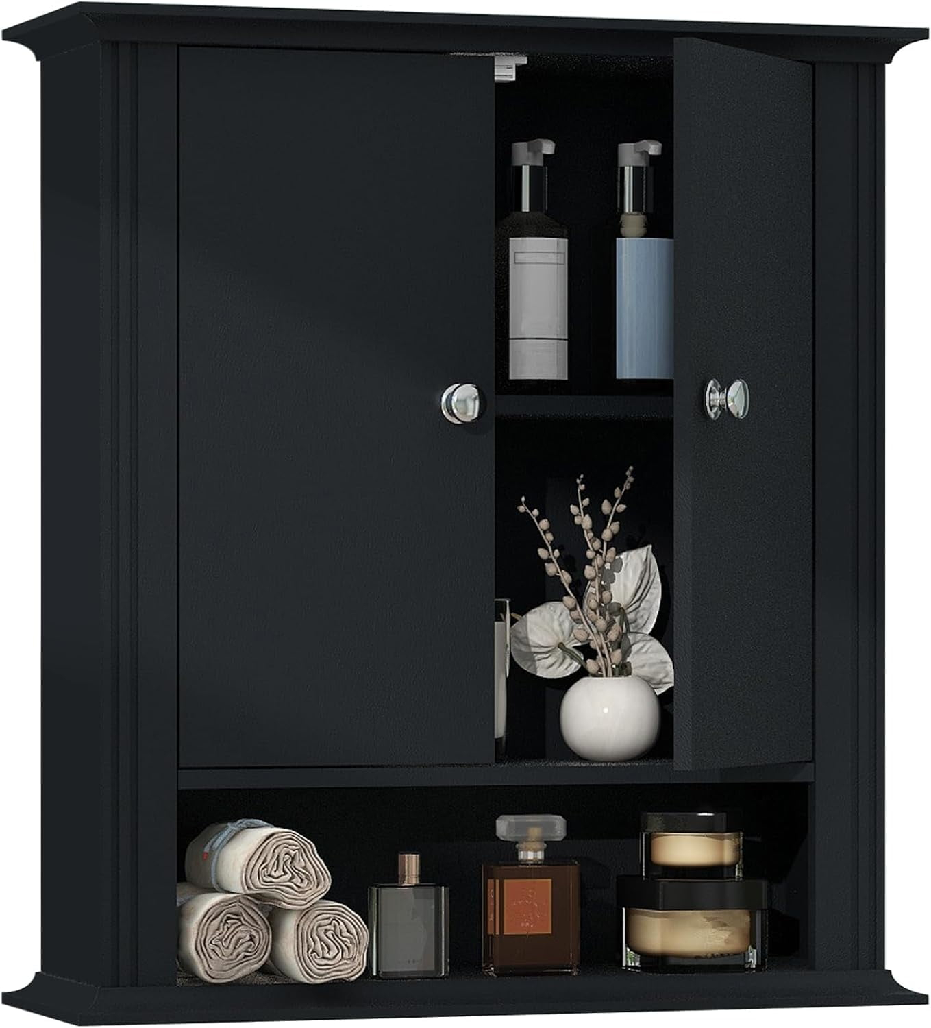 Wall Mounted Bathroom Medicine Cabinet With 2 Doors, Hanging Bathroom ... inside Dune Wall Mounted Bathroom Medicine Cabinet, Brown