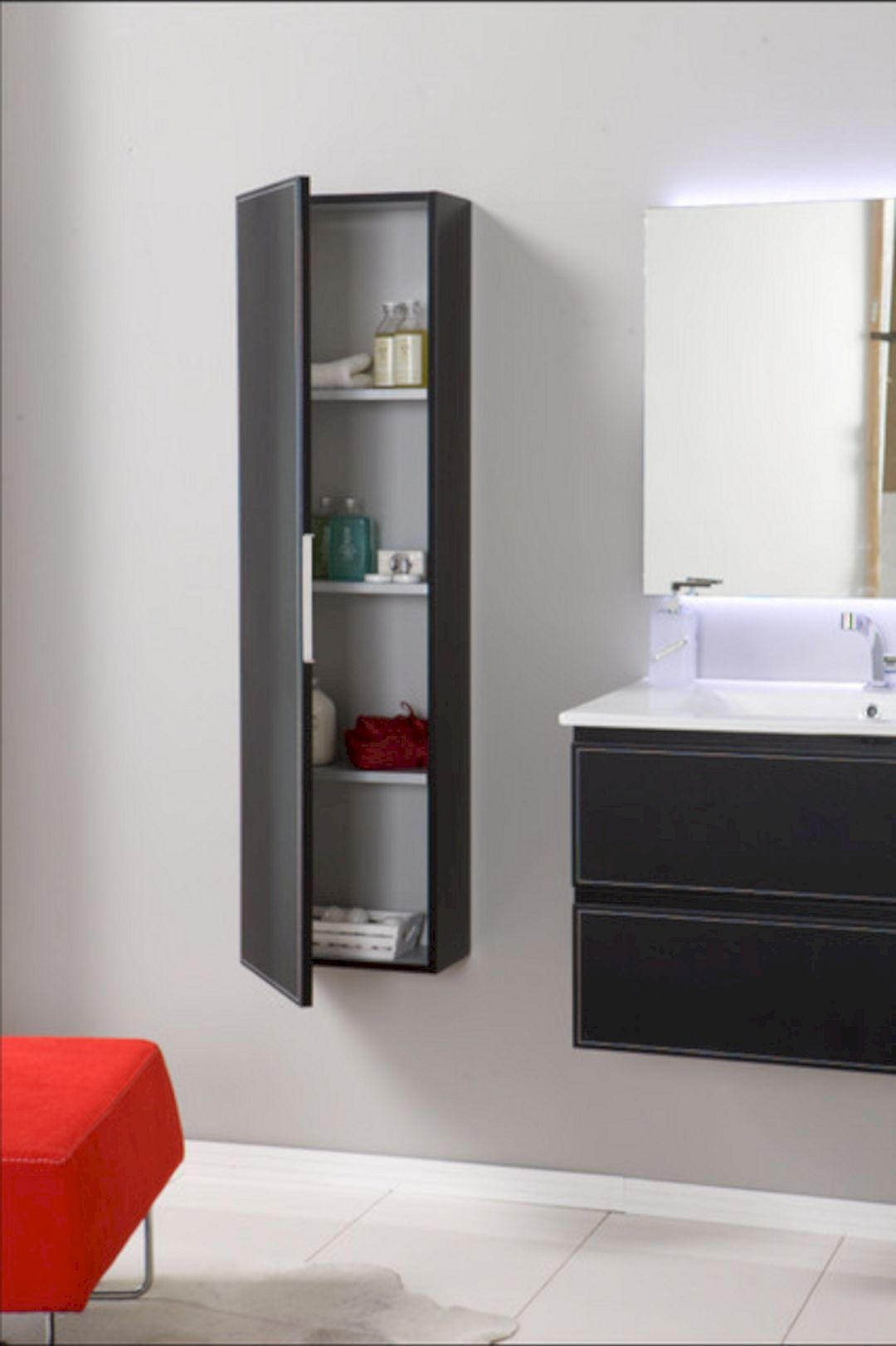 Wall-Mounted Linen Cabinet - Designer Picks & Photos throughout Renia Wall-Mounted Linen Cabinet