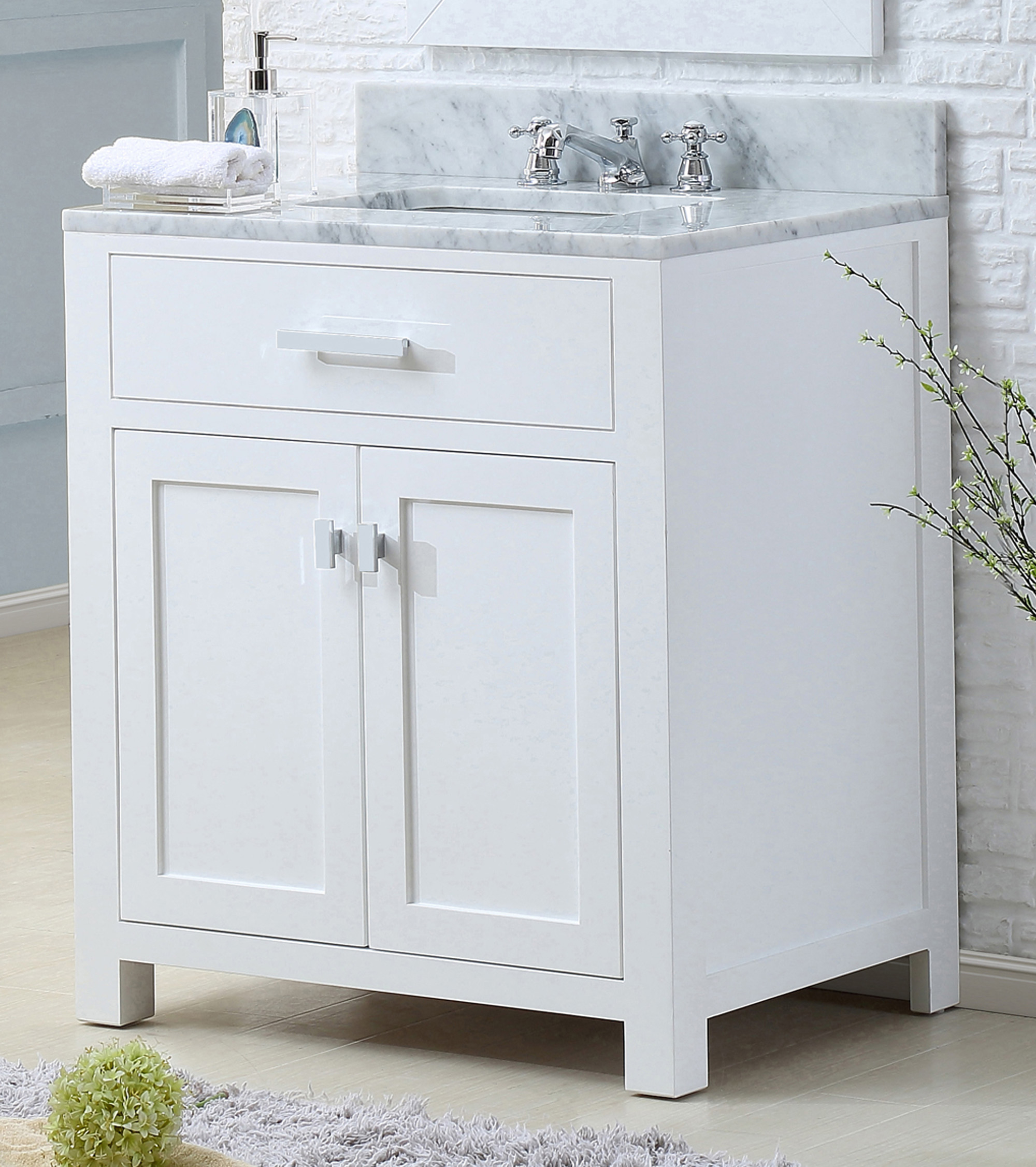White Double Bowl Vanity Cabinet in How to style your 12 inch white vanity cabinet for maximum impact