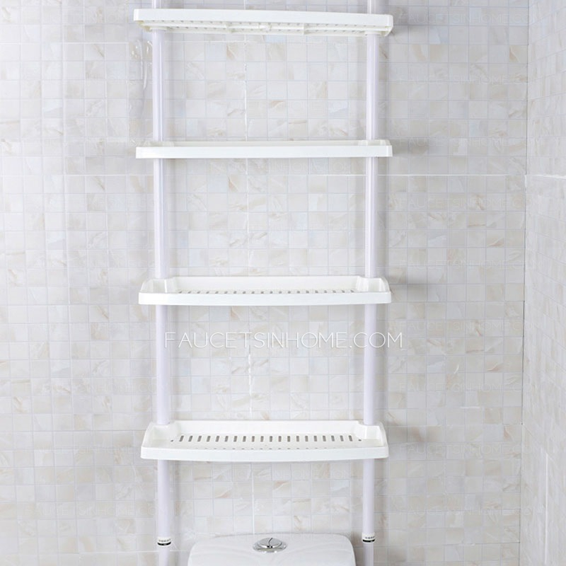 White Plastic Assemblable Bathroom Shelves Over Toilet with regard to One Shelf Over The Toilet Tank White Rattan Plastic Bathroom Space Save
