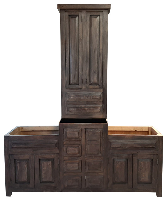 Wiley Rustic Reclaimed Wood Bathroom Vanity, 80 X 22 X 36 - Rustic ... with regard to Wiley Rustic Reclaimed Wood Bathroom Vanity