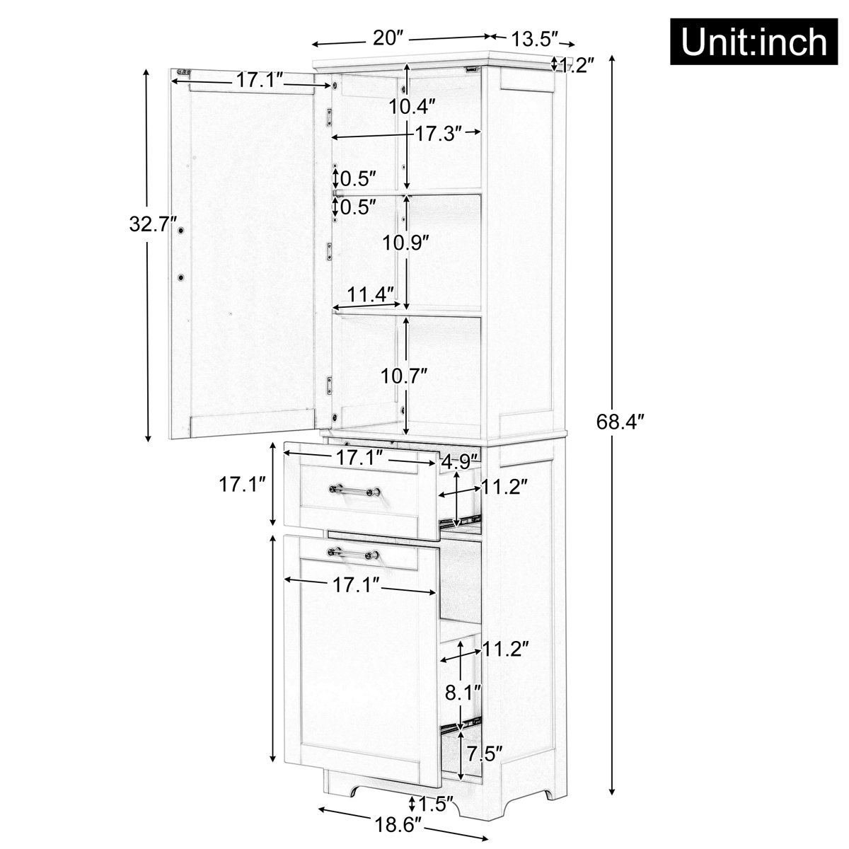 Winston Porter Tall Bathroom Storage Cabinet, Freestanding Storage ... with regard to Making the Most of Your Bathroom with 67 Tall Wood Cabinet Features