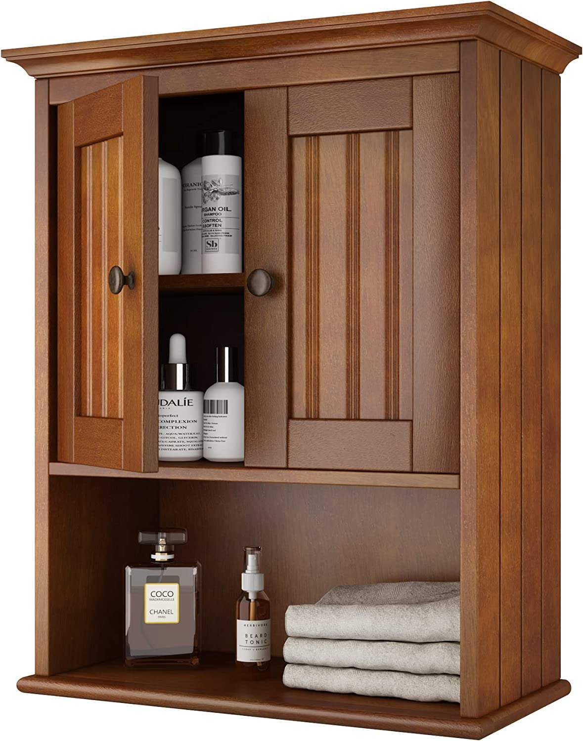 Wood Wall Cabinet, Bathroom Medicine Cabinet Storage With Doors And ... with regard to Dune Wall Mounted Bathroom Medicine Cabinet, Brown
