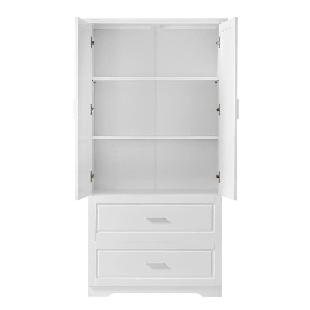 Zeus & Ruta 32 In. W X 15 In. D X 63.2 In. H White Linen Cabinet With 2 ... intended for The Benefits of Choosing WLF2121 Linen Cabinet in White Finish