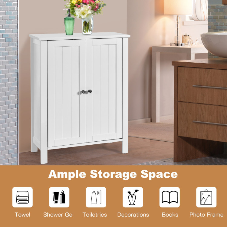 2-Door Bathroom Floor Storage Cabinet Space Saver Organizer - Costway pertaining to Attractive 2-Door Bathroom Storage Floor Cabinet