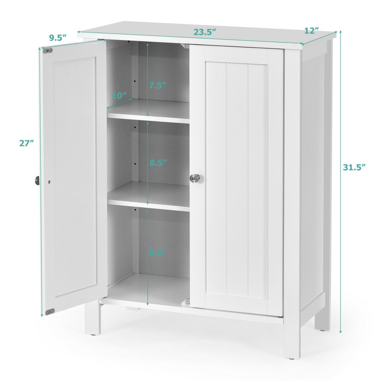 2-Door Bathroom Floor Storage Cabinet Space Saver Organizer - Costway with Attractive 2-Door Bathroom Storage Floor Cabinet