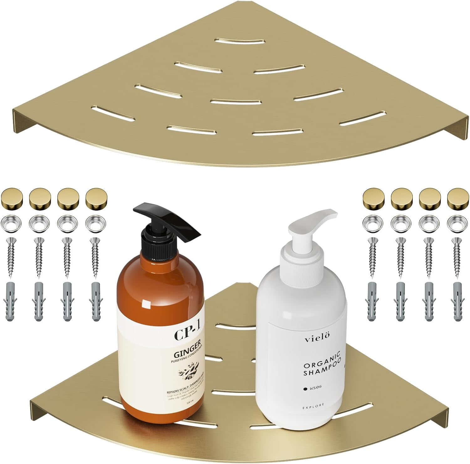 2 Pack Corner Shower Shelves 304 Stainless Steel Brushed Gold Corner ... inside Finding Balance Through Mindful Shower Practices