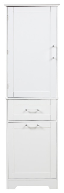 68" Tall Wood 1-Door Bath Cabinet, White, Drawers And Adjustable Shelf ... for How 52 Tall Wood 1-door Bath Cabinet Can Transform Your Bathroom Layout