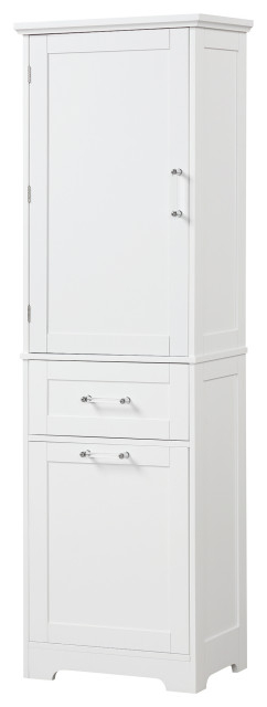 68" Tall Wood 1-Door Bath Cabinet, White, Drawers And Adjustable Shelf ... with How 52 Tall Wood 1-door Bath Cabinet Can Transform Your Bathroom Layout