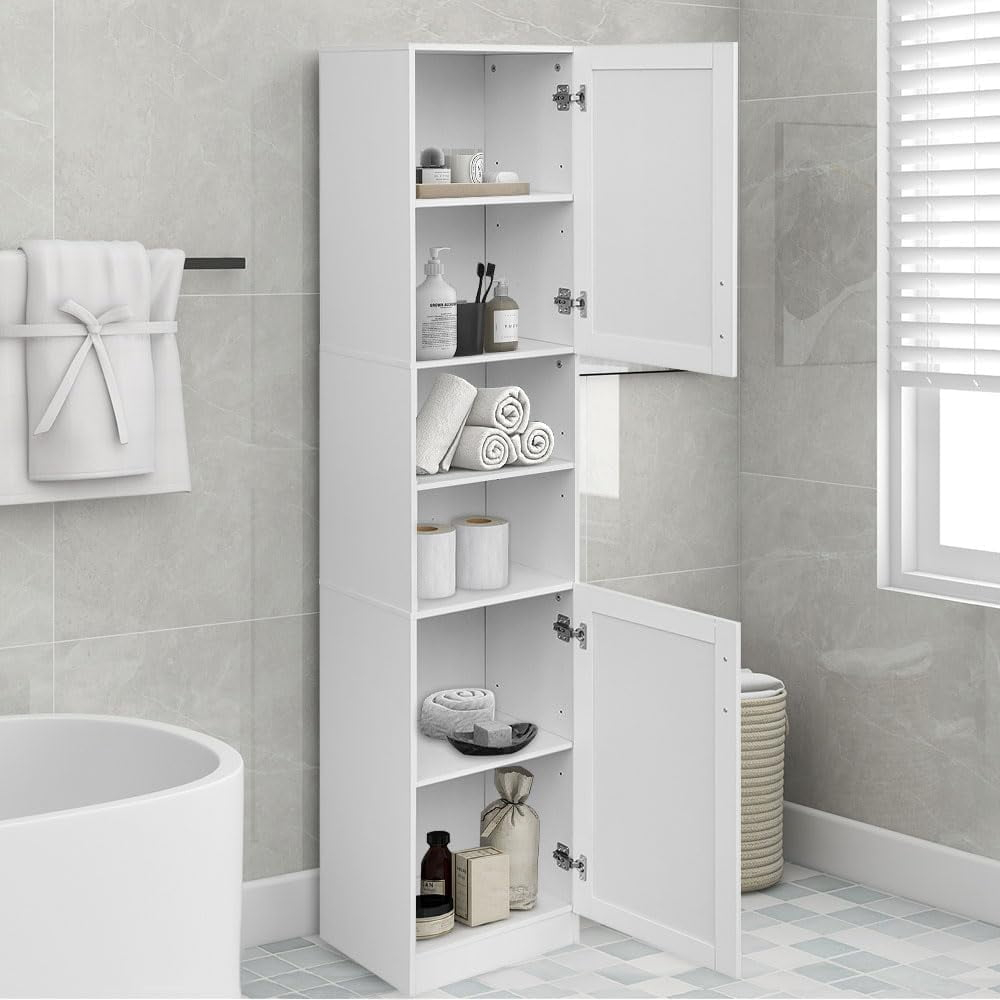 70.87" Tall Bathroom Storage Cabinet, Narrow Linen Tower Cabinet With 2 ... throughout Designing functional spaces with narrow linen towers for small bathrooms