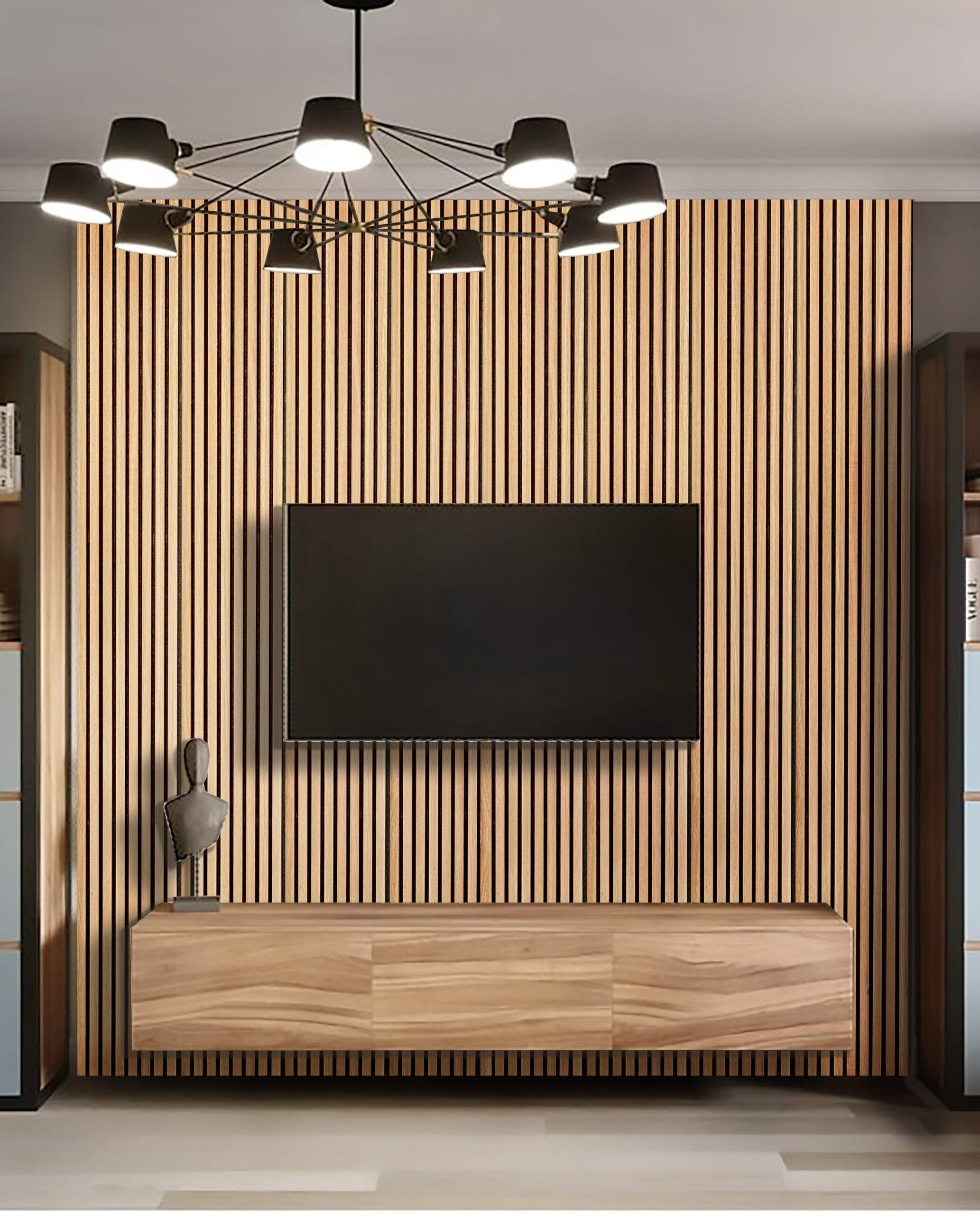 Acoustic Wood Slat Wall Panels - Oak Sl-Oa01B | Home Theater Design ... pertaining to Aeri Lacquered Wood Wall Mount Unit
