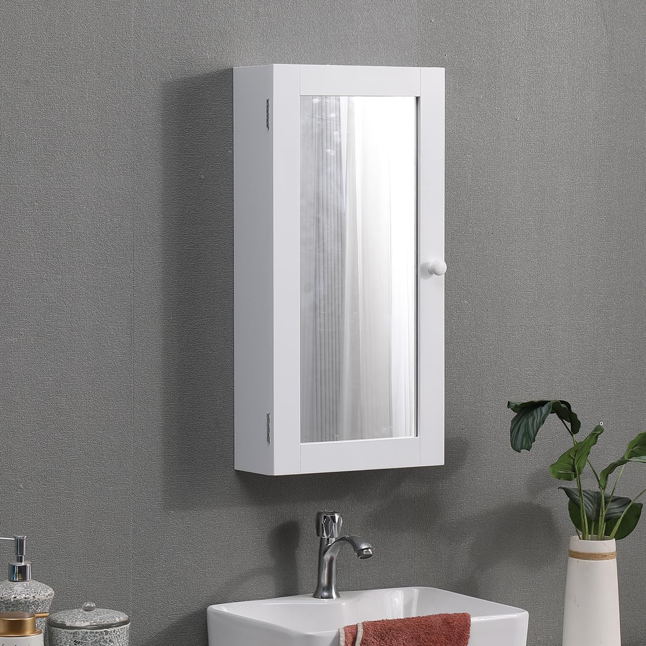 Amazon.com: Ansley&Hosho Bathroom Wall Cabinet With 1 Door, Bathroom ... within Beautiful White Bathroom Wall Mounted Medicine Cabinet