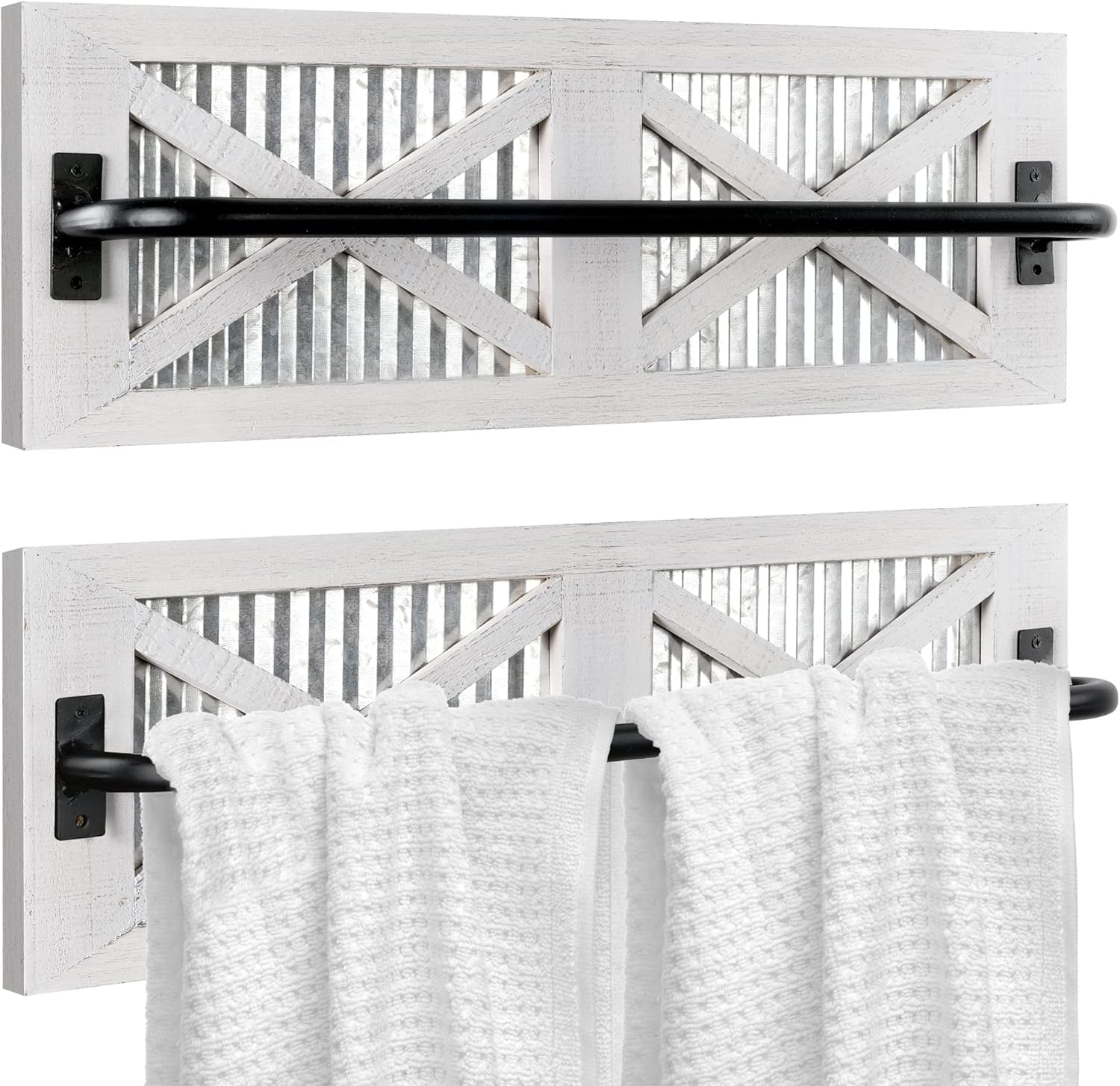 Amazon.com: Autumn Alley Farmhouse Rustic Towel Rack Holder - Wood ... with Bathroom Essentials - 24" Rustic Shelf W/ 18" Towel Bar