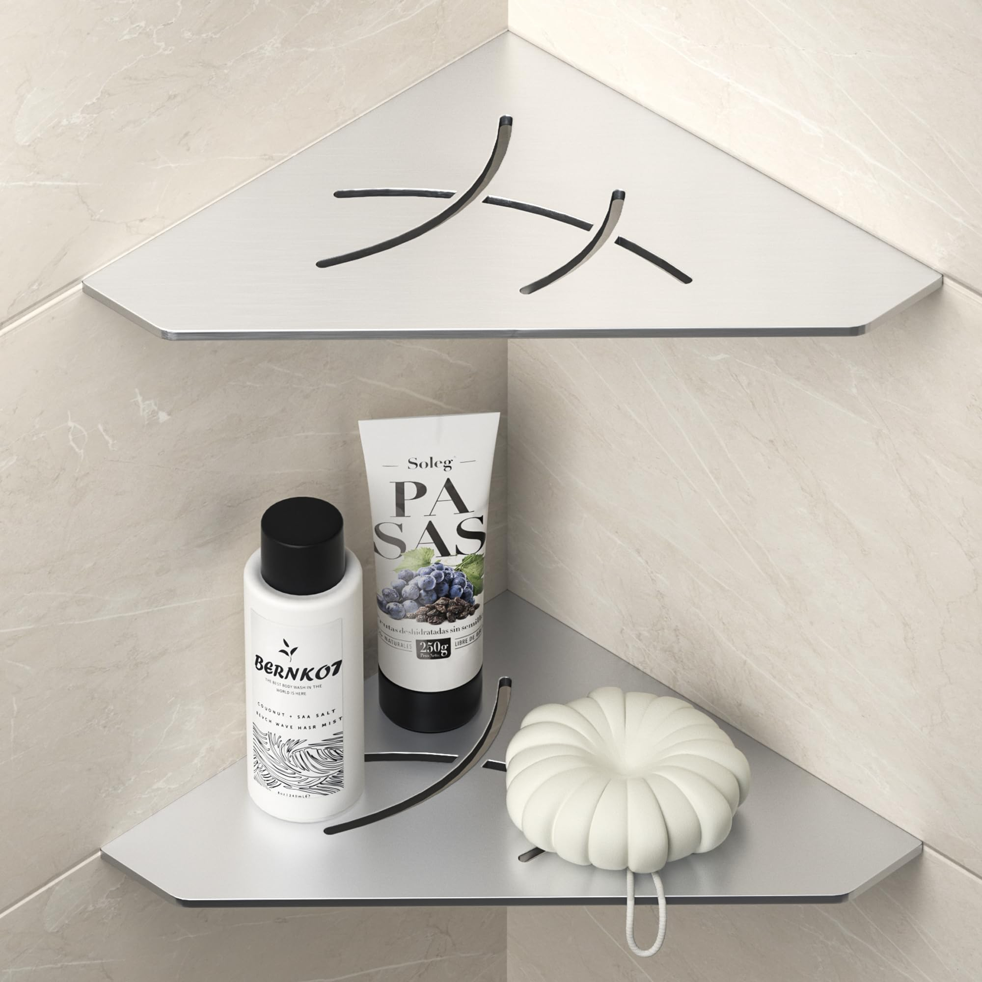 Amazon.com: Bernkot Corner Shower Shelf 10" Brushed 304 Stainless Steel ... regarding Lifestyle & Wellness Corner Shower Self