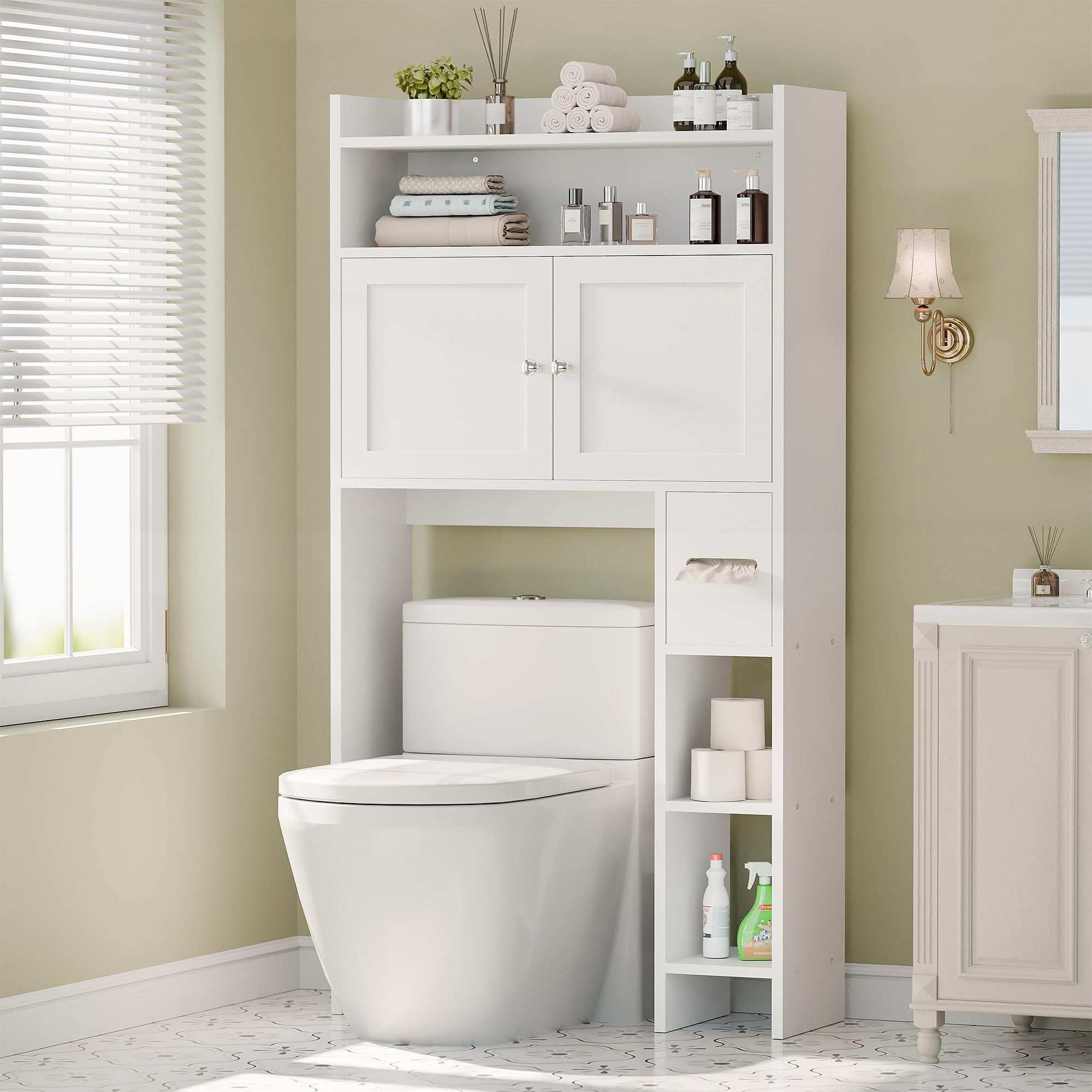 Amazon.com: Crestlive Products Over The Toilet Storage Cabinet ... pertaining to Everything You Need to Know About Over-The-Toilet Storage Units