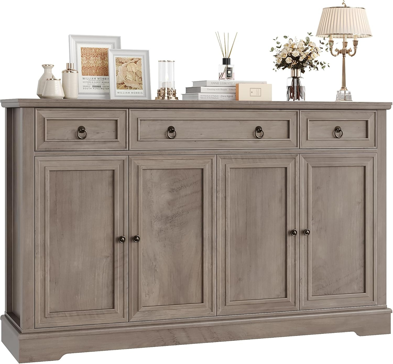 Amazon.com: Finetones Ash Grey Buffet Cabinet With Storage, 52.7" Large ... with regard to Creating Organized Workspaces with Boston 19 Storage Cabinet Solutions