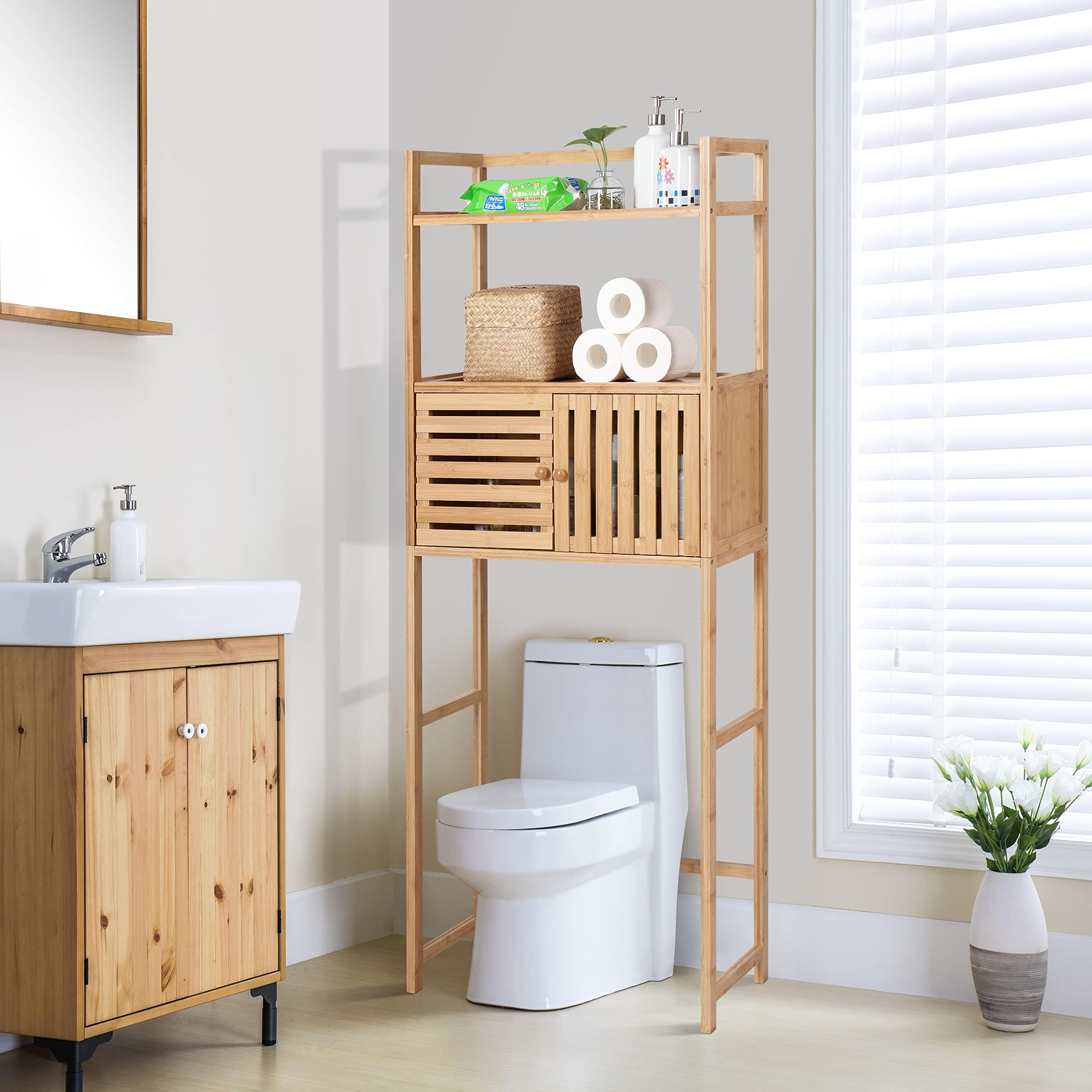 Amazon.com: Fulvari 77" Over The Toilet Storage Cabinet,Space Saving ... intended for Over The Toilet Storage Cabinet, Space-Saving Bathroom Storage Cabinet