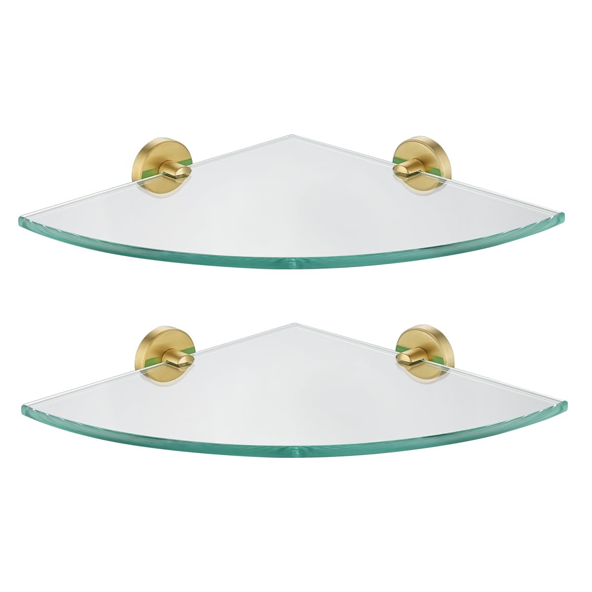 Amazon.com: Jqk Corner Glass Shelf, Brushed Gold Bathroom 304 Stainless ... with regard to Understanding the Strength of Tempered Glass in Corner Shelf Applications