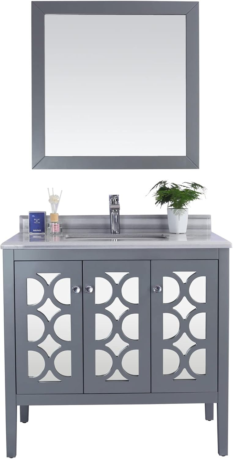 Amazon.com: Laviva Mediterraneo - 36 - Grey Cabinet White Stripes ... pertaining to Understanding the Appeal of White Cabinets in Modern Kitchen Design