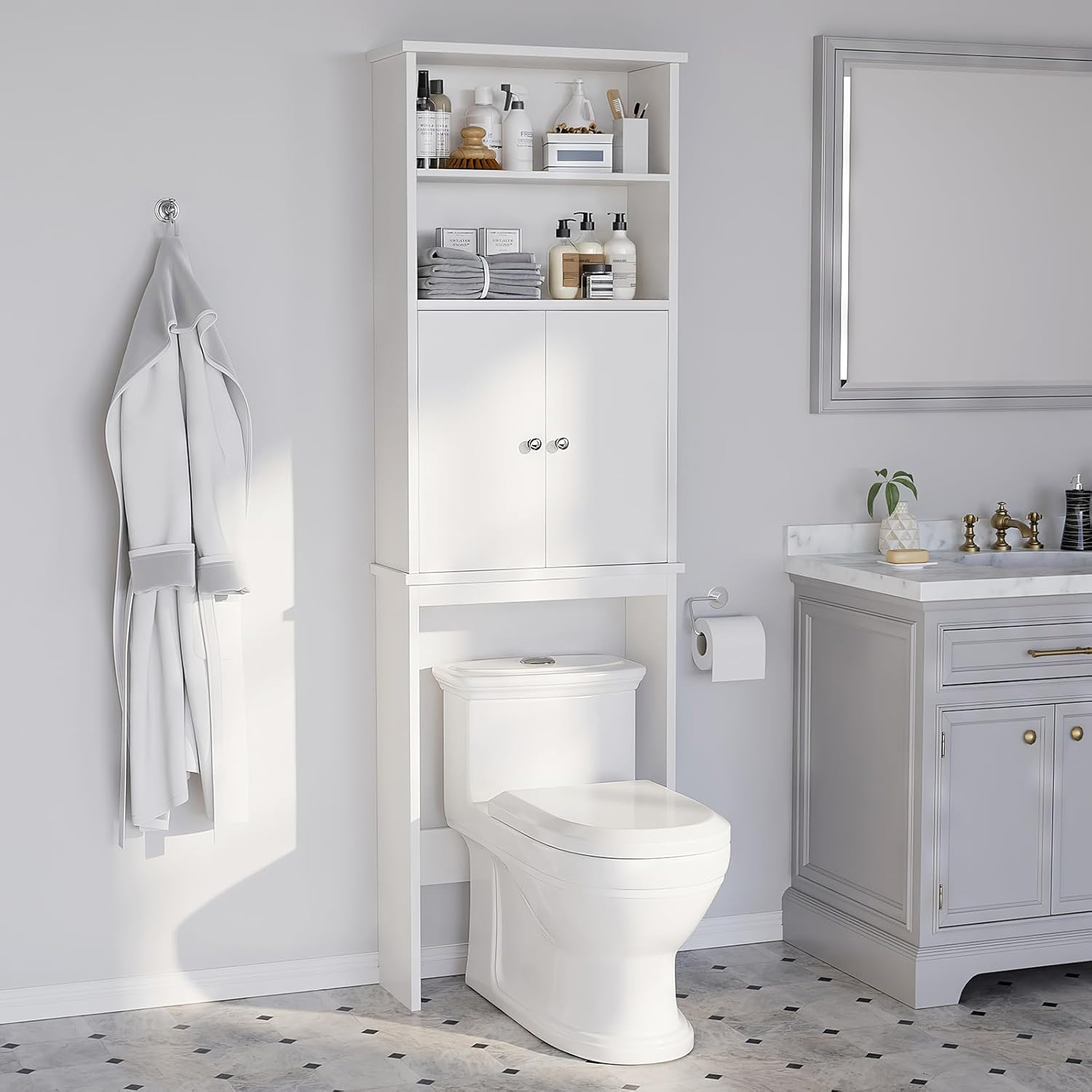 Amazon.com: Meilocar Over The Toilet Storage Cabinet For Bathroom ... with Everything You Need to Know About Over-The-Toilet Storage Units