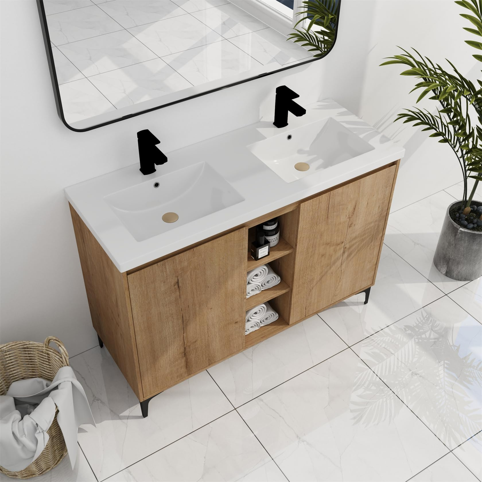 Amazon.com: Modway Render 48" Double Sink Compatible (Not Included ... intended for 48 Double Or Single Sink Compatible (Not Included) Bathroom Vanity Cabinet