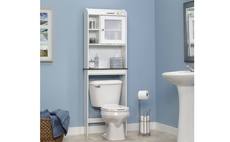Amazon.com: Pemberly Row Over-The-Toilet Etagere, Space-Saver Bathroom ... with Pemberly Row Etagere In Soft White
