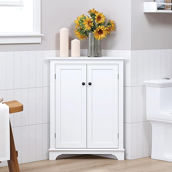 Amazon.com: Spirich Floor Corner Cabinet With Doors And Shelves ... throughout Decatur Corner Bathroom Cabinet