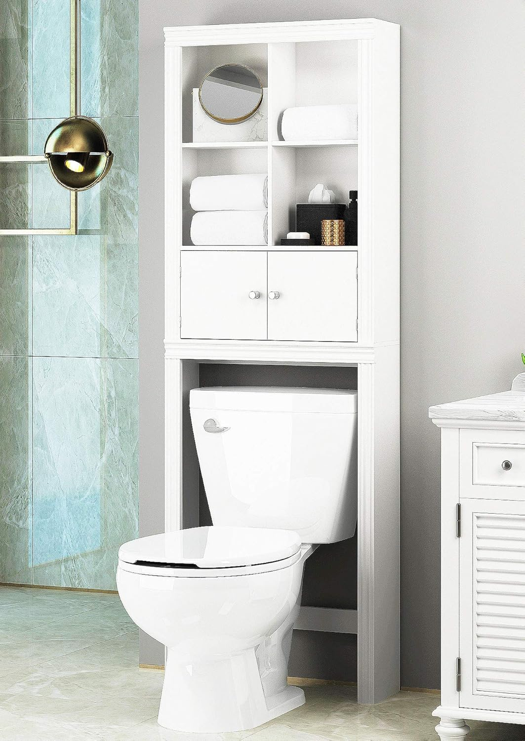 Amazon.com: Spirich Over The Toilet Storage Cabinet, Above Toilet ... with Over The Toilet Storage Cabinet, Space-Saving Bathroom Storage Cabinet