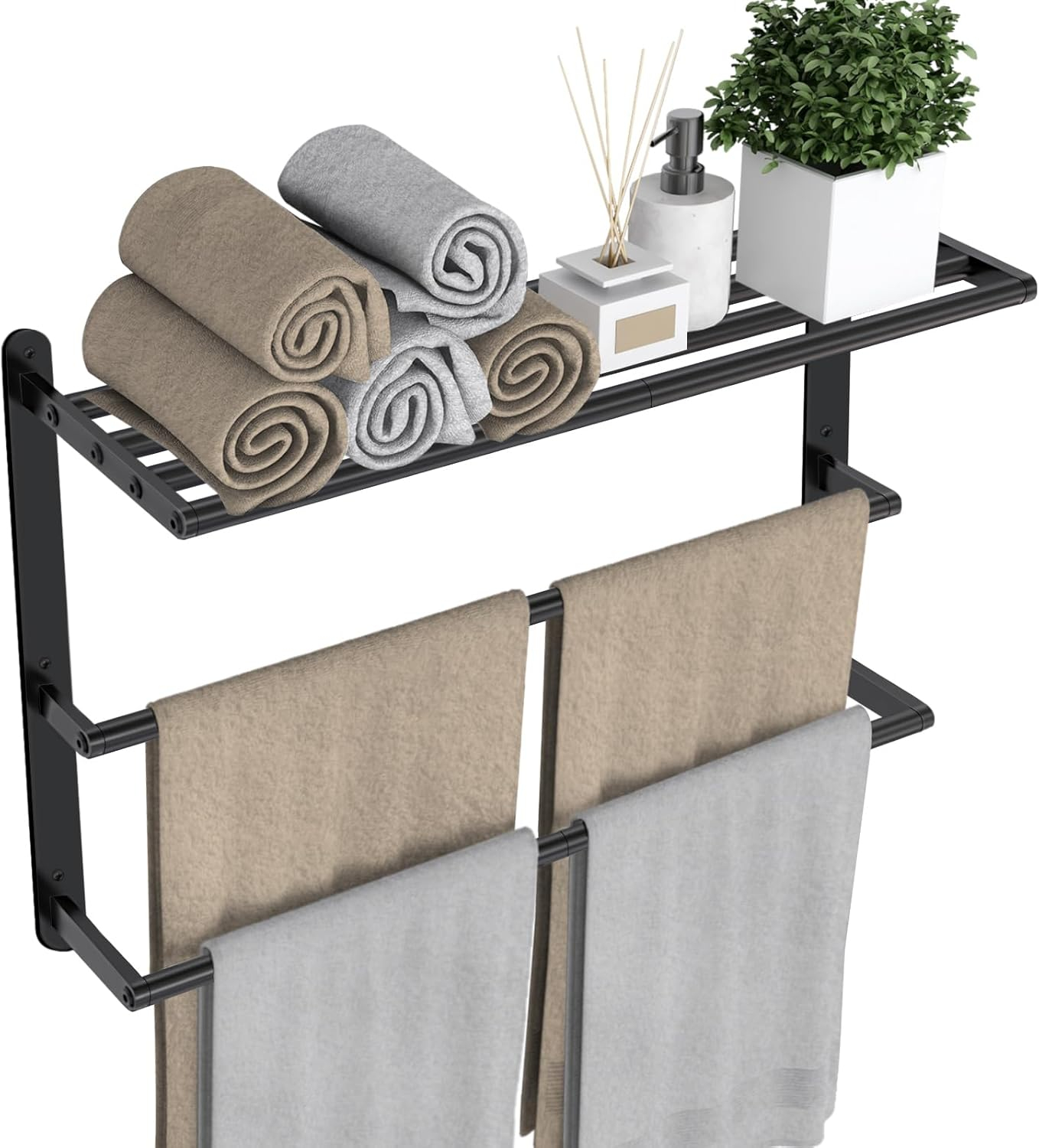 Amazon.com: Votzaaq Towel Racks For Bathroom, 24 In Black Towel Shelf ... in Transforming Your Bathroom with Functional and Beautiful Storage