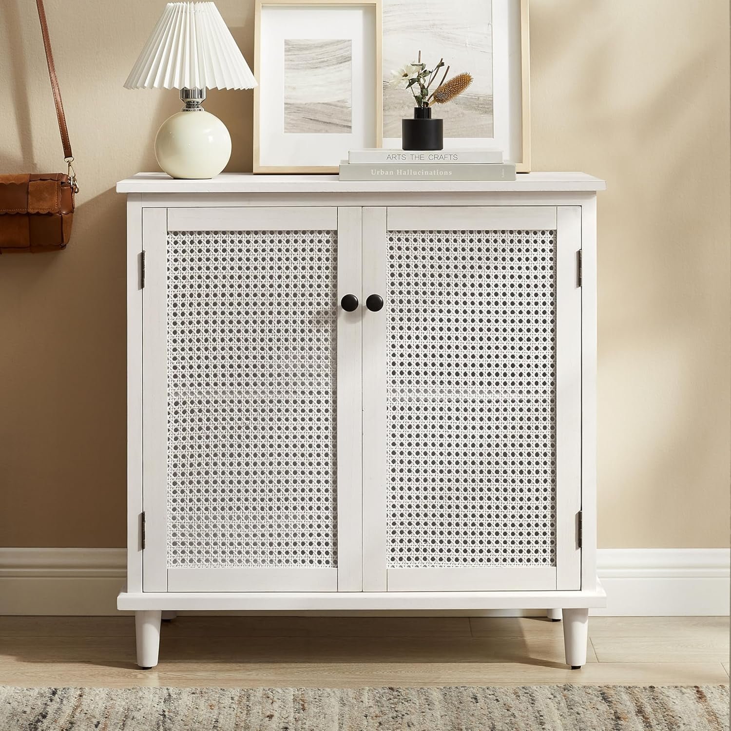 Art Leon Storage Cabinet - Buffet Cabinet With Storage, 2-Door Rattan ... in Leon Storage Cabinet For Bath, Kitchen And Living Room