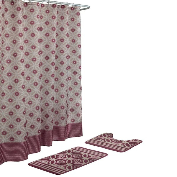 Bath Fusion Hartford Barn Red/Linen 15-Piece Bath Rug And Shower ... pertaining to Depot E-Shop Hartford 2-Piece Bathroom Set
