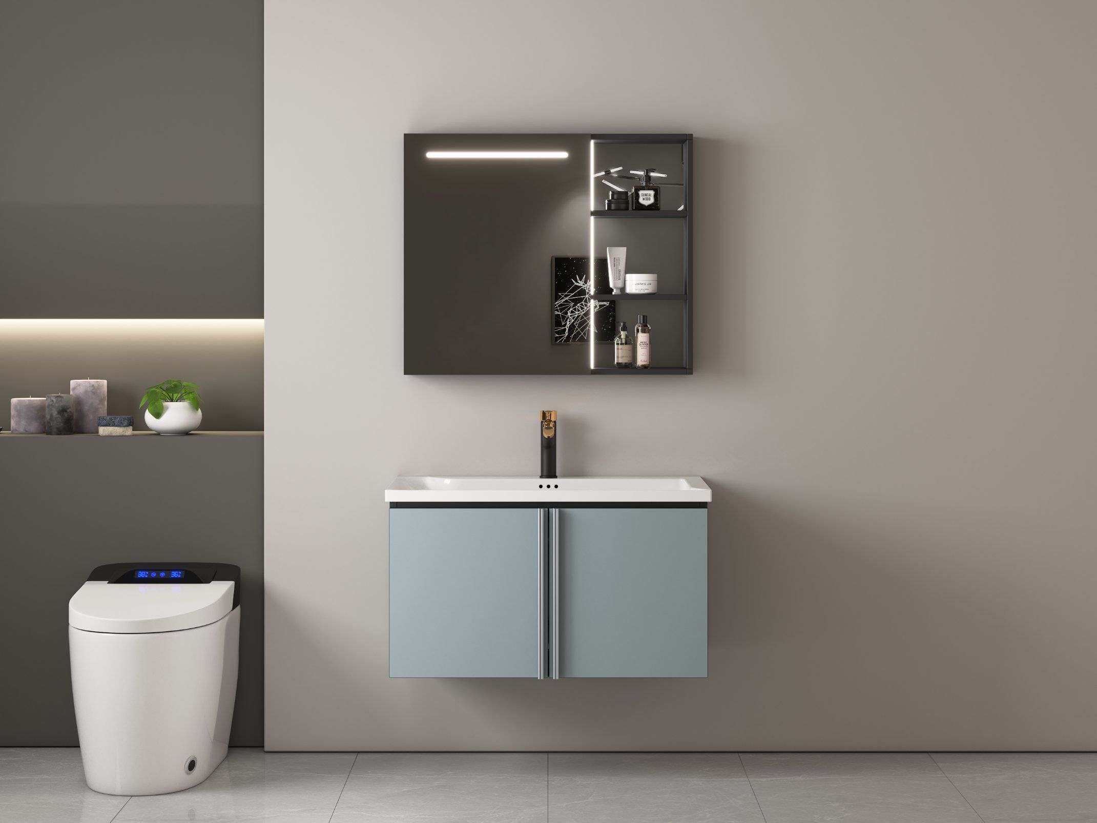Bath Room Cabinet Set Vanity Home Or Hotel Bathroom Vanity With Led ... for How Vanity Art LED Cabinets Transform Your Daily Routine