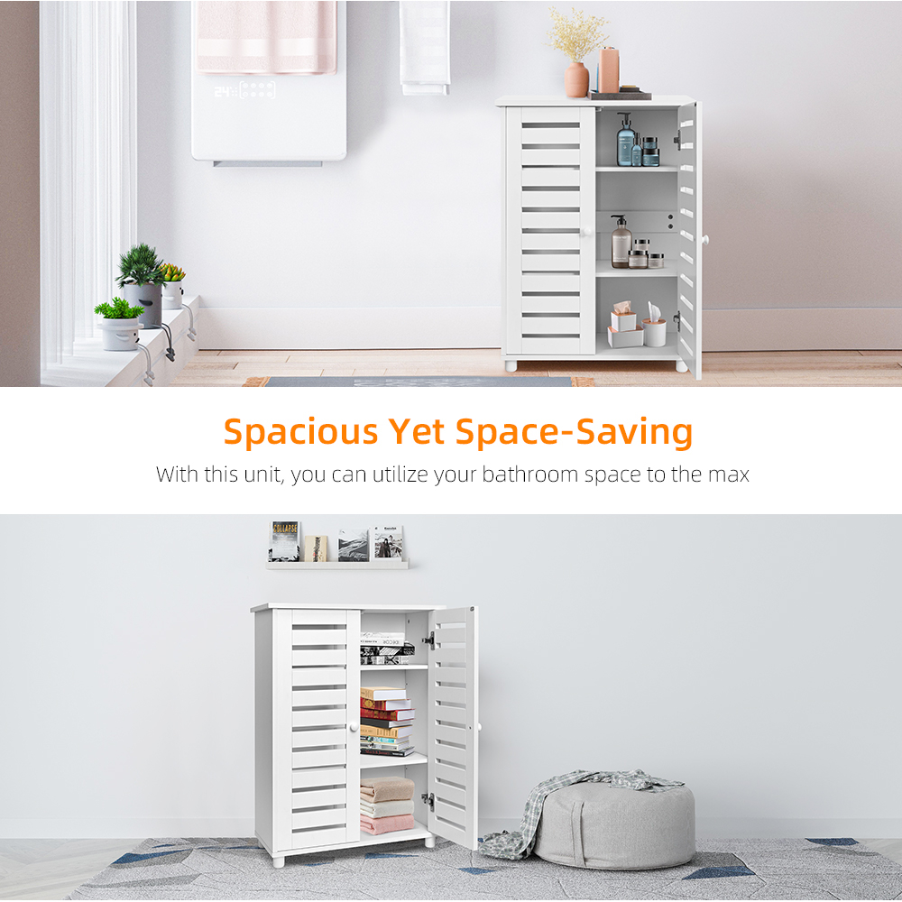 Bathroom Floor Cabinet, Two Door Bathroom Storage Unit With 2 ... inside Attractive 2-Door Bathroom Storage Floor Cabinet