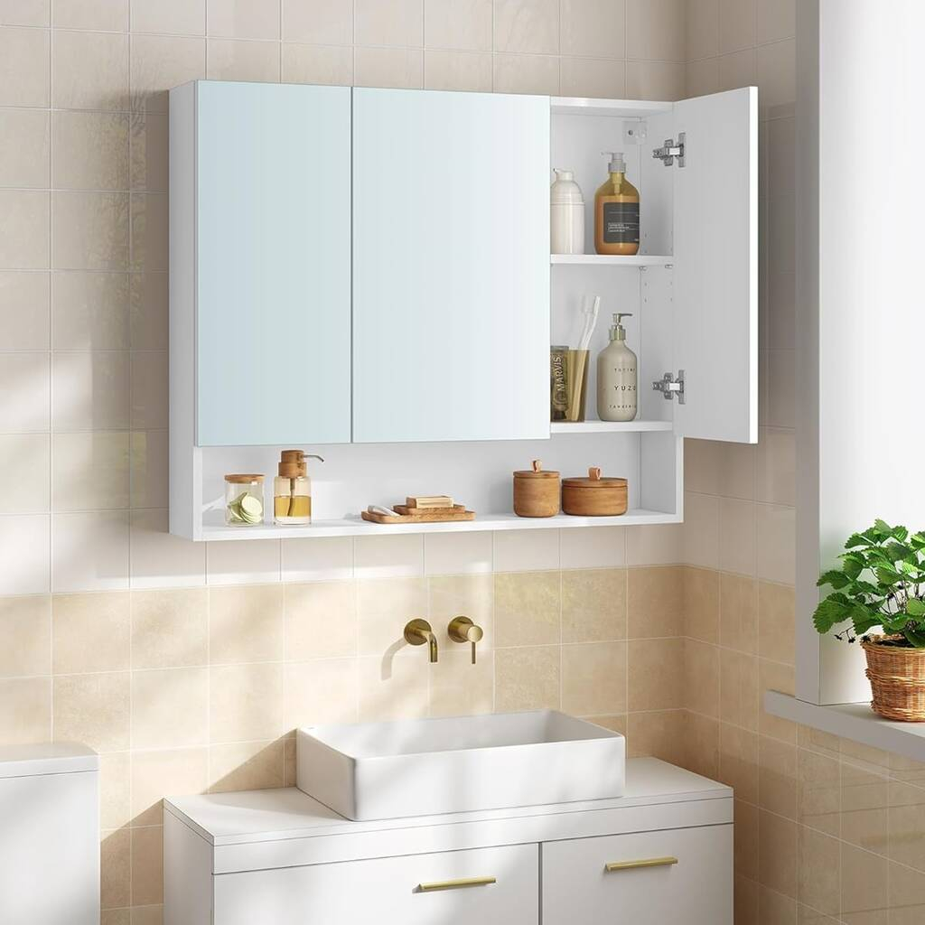 Bathroom Mirror Cabinet Open Compartment Wall Shelves By Momentum pertaining to Understanding the Space-Saving Benefits of 16.5 Inch Bathroom Cabinets