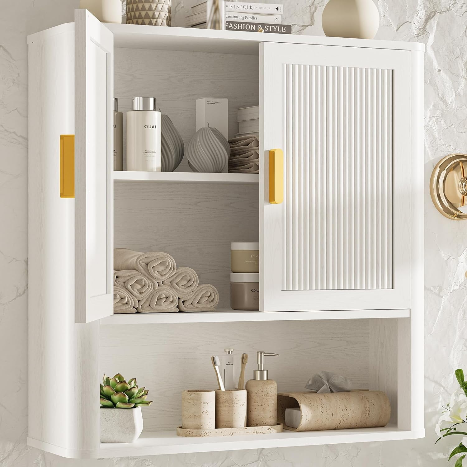 Bathroom Wall Cabinet, Wall-Mounted Medicine Cabinet With Adjustable ... intended for Exploring Design Options for Beautiful White Bathroom Storage Solutions