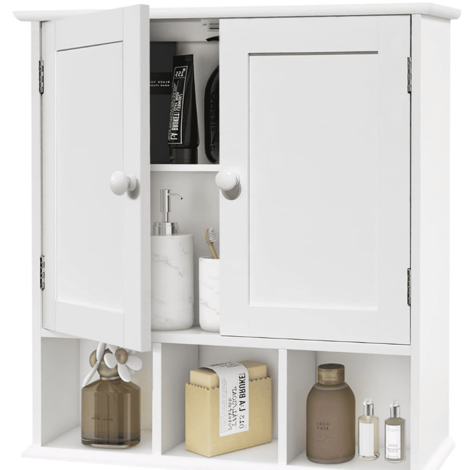Bathroom Wall Cabinet With 2 Door Adjustable Shelves,Over The Toilet ... throughout Beautiful White Bathroom Wall Mounted Medicine Cabinet