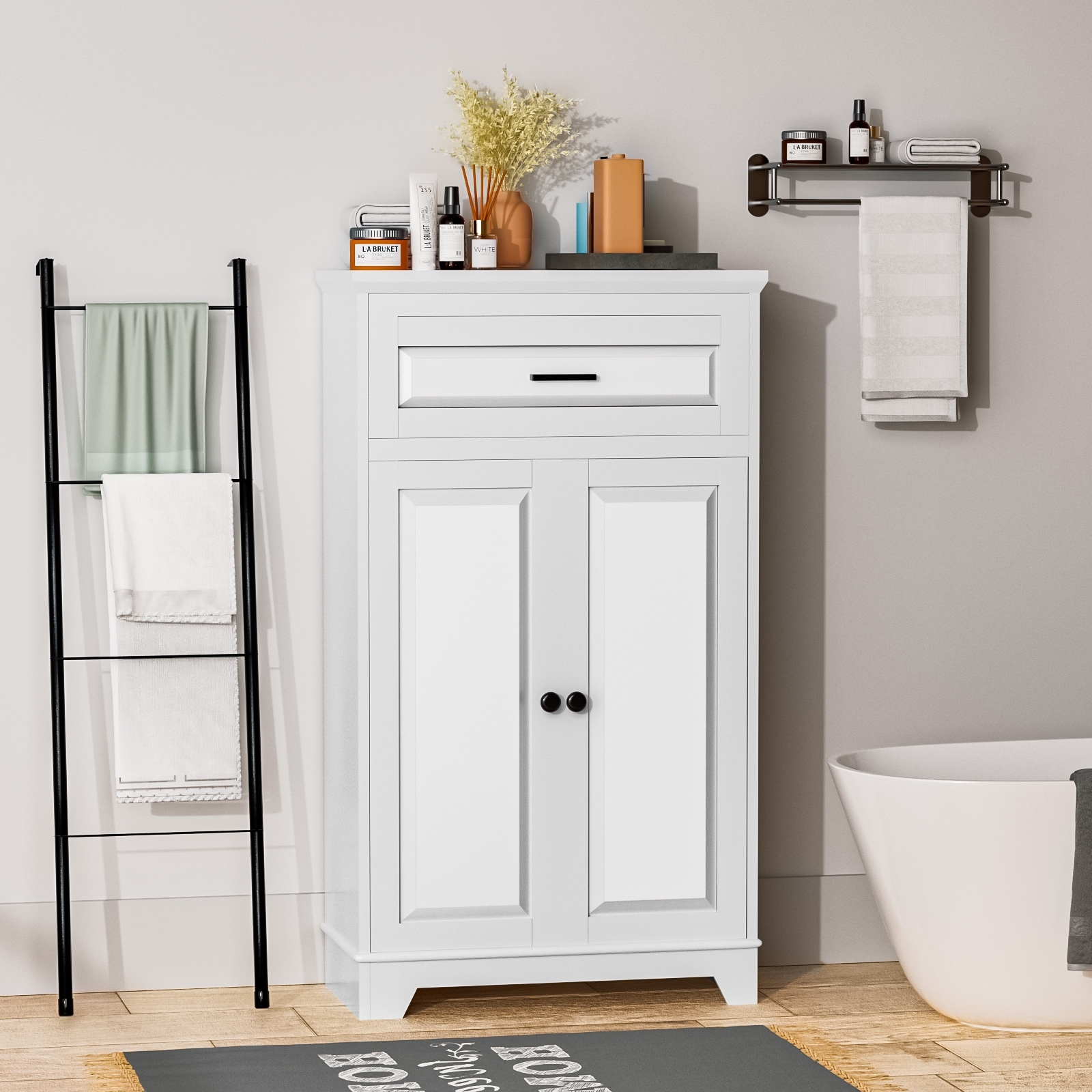 Bauer Modern White Finished Wood 4-Drawer Bathroom Storage Cabinet - On ... throughout The Ultimate Guide to Stylish Bathroom Storage Solutions