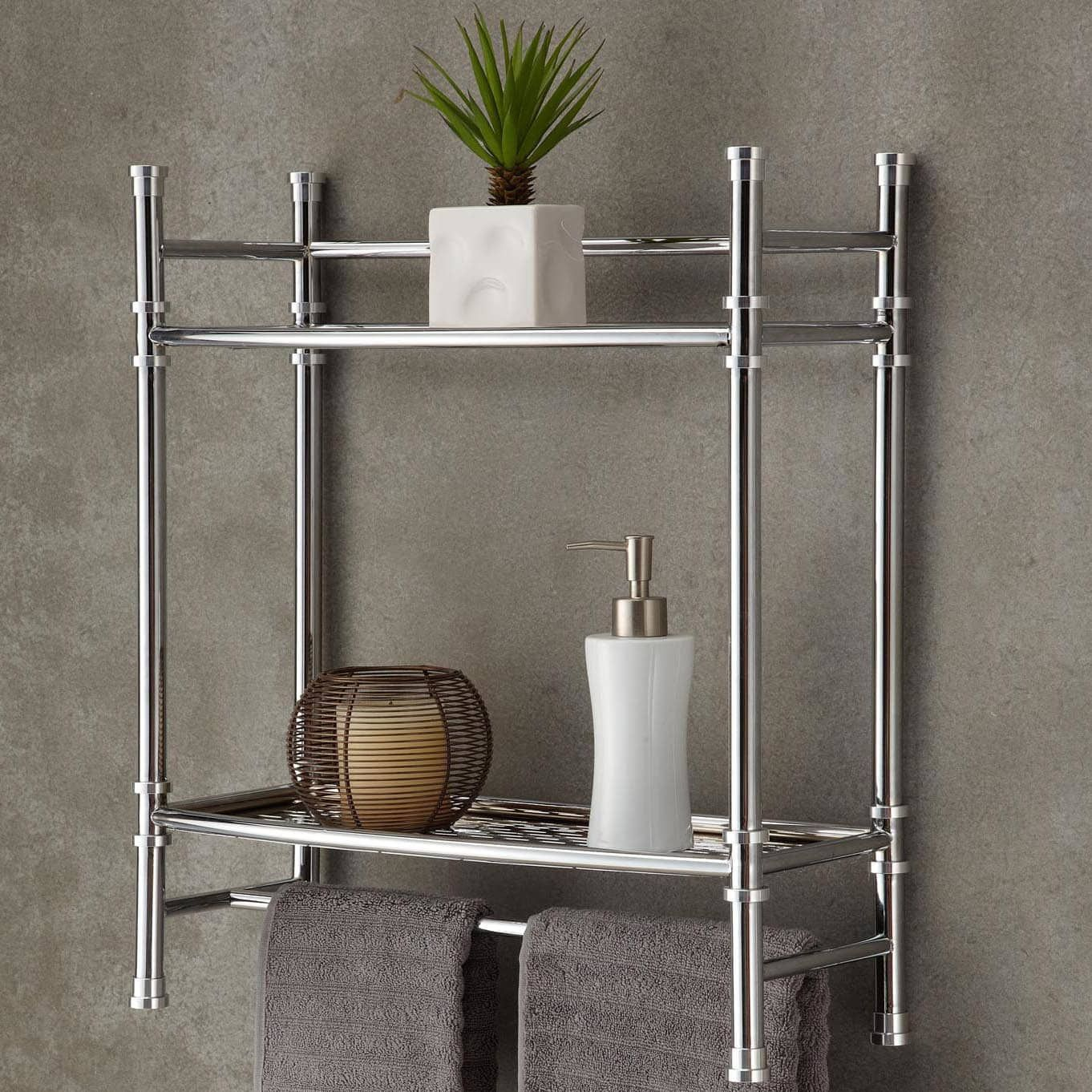 Best Living Bath Chrome Plated Wall Shelf With Towel Bar - Free ... for Pool Bathroom Shelf Chrome