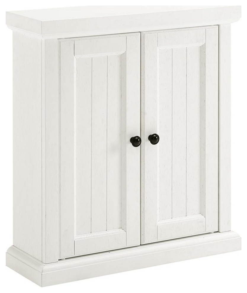 Bowery Hill 2-Door Coastal Wood Medicine Cabinet In Distressed White ... inside Bowery Hill Wood Wall Cabinet