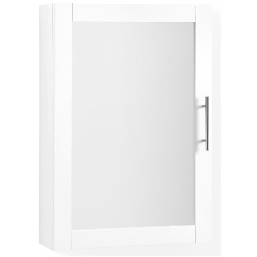 Bowery Hill Wood And Mirror Wall Cabinet In White/Chrome/Clear ... within Bowery Hill Wood Wall Cabinet