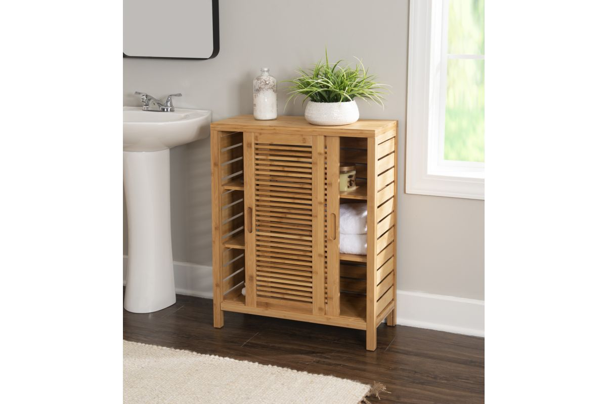 Bracken Bamboo Floor Cabinet Two Door At Gardner White within Bracken Mid Cabinet Natural Bamboo