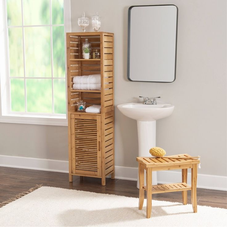 Bracken Tall Cabinet Natural - Linon | Bamboo Cabinets, Linen Cabinet ... inside Bracken Tall Cabinet Natural Bamboo