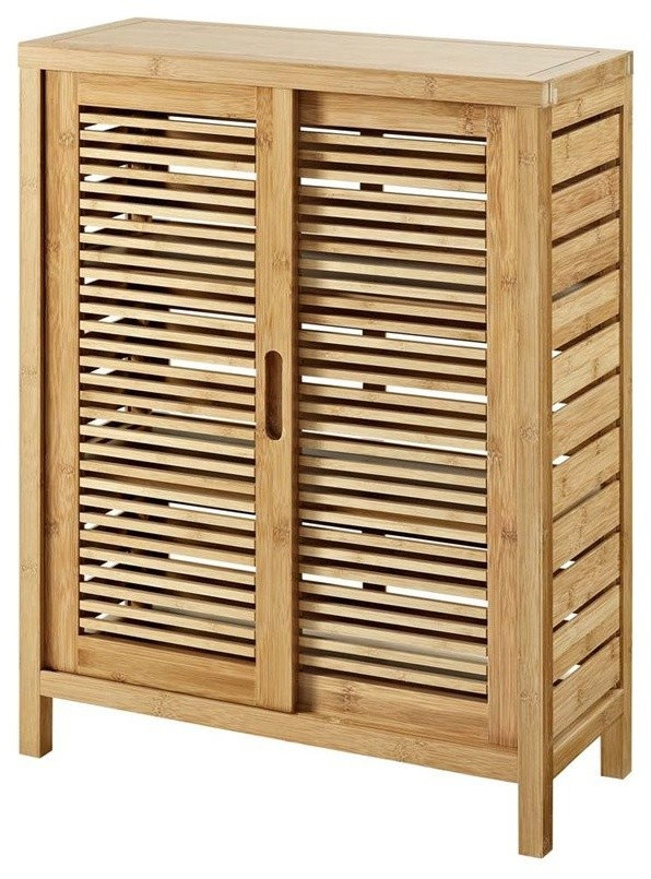 Bracken Two Door Floor Cabinet Natural Bamboo - Transitional - Bathroom ... regarding Bracken Tall Cabinet Natural Bamboo