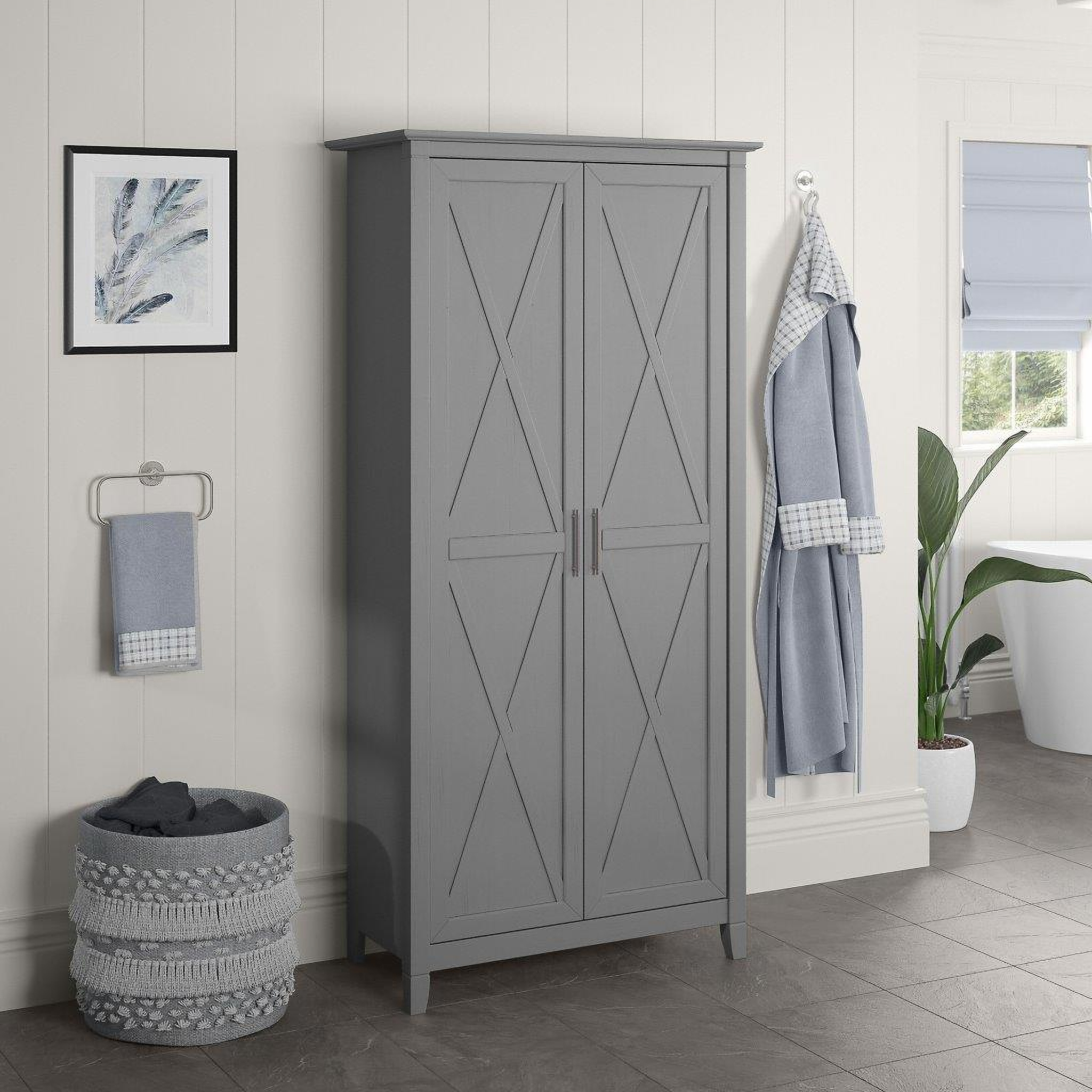 Bush Furniture Key West Bathroom Storage Cabinet With Doors In Cape Cod ... regarding Smart Storage Secrets for Coastal Bathroom Cabinets