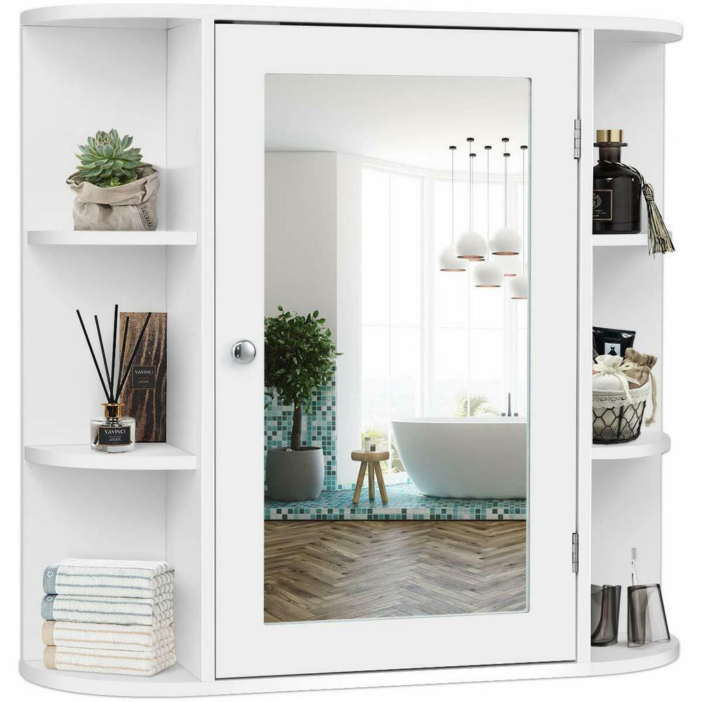 Costway 6.5 In. X 25 In. X 26 In. White Multipurpose Wall Surface Mount ... pertaining to White Shaker Style Wall-Mount Medicine Cabinet