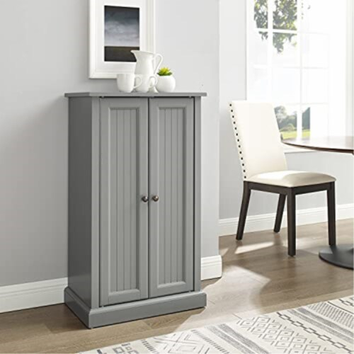 Crosley Furniture Cf3106-Gy Seaside Accent Cabinet, Distressed Gray, 1 ... for Pemberly Row Coastal Wood Tall Cabinet In Distressed Gray/Gold