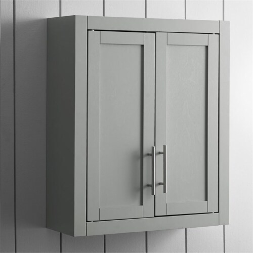 Crosley Furniture Savannah Wall Cabinet In Gray, 1 - Fry’s Food Stores with Savannah Mirrored Wall Cabinet Gray