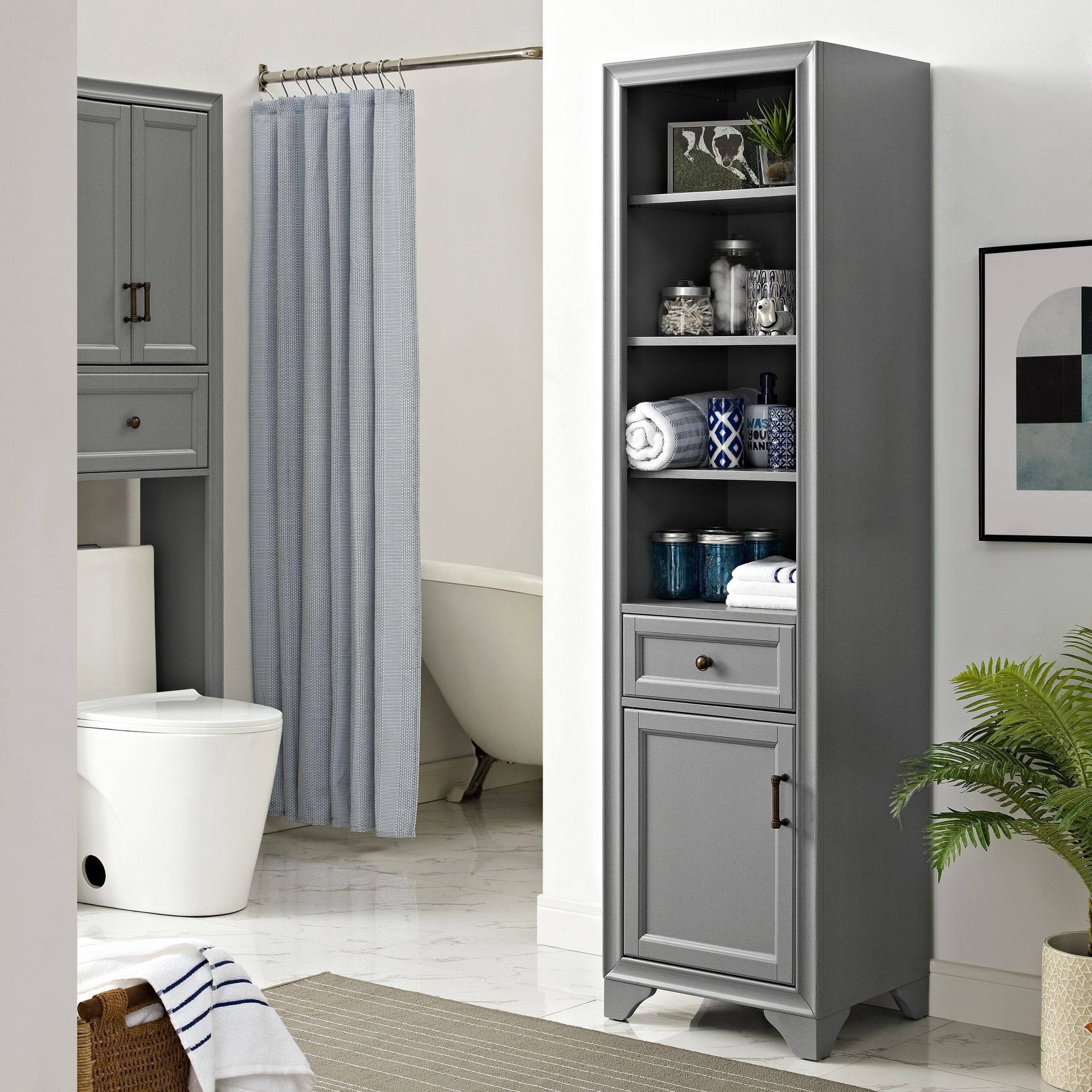 Crosley Tara Linen Cabinet, Gray | Linen Cabinet, Bathroom Linen ... throughout Tara Linen Cabinet