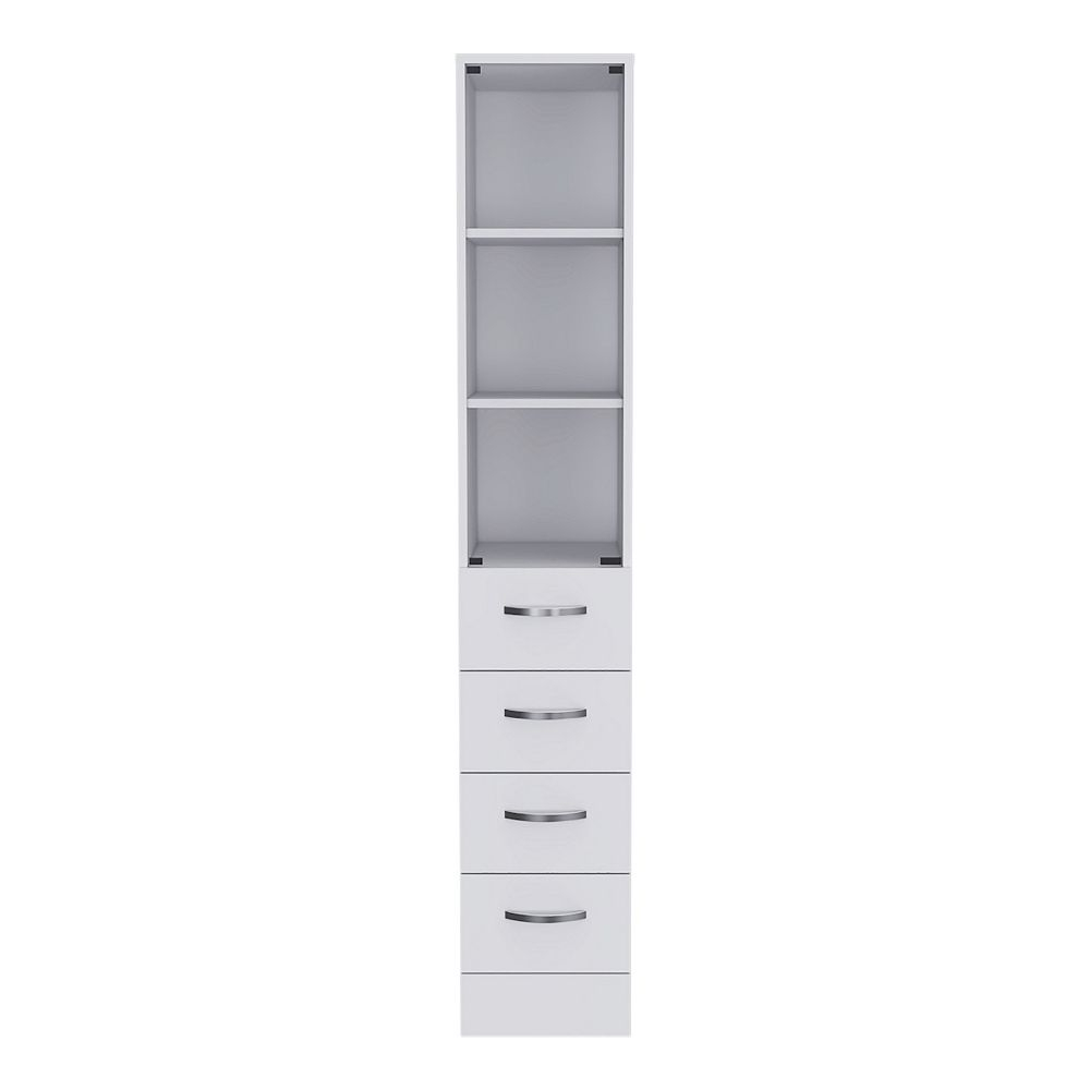 Depot E-Shop Magna Linen Cabinet, Three Shelves, Four Drawers, White regarding Depot E-Shop Magna Linen Cabinet